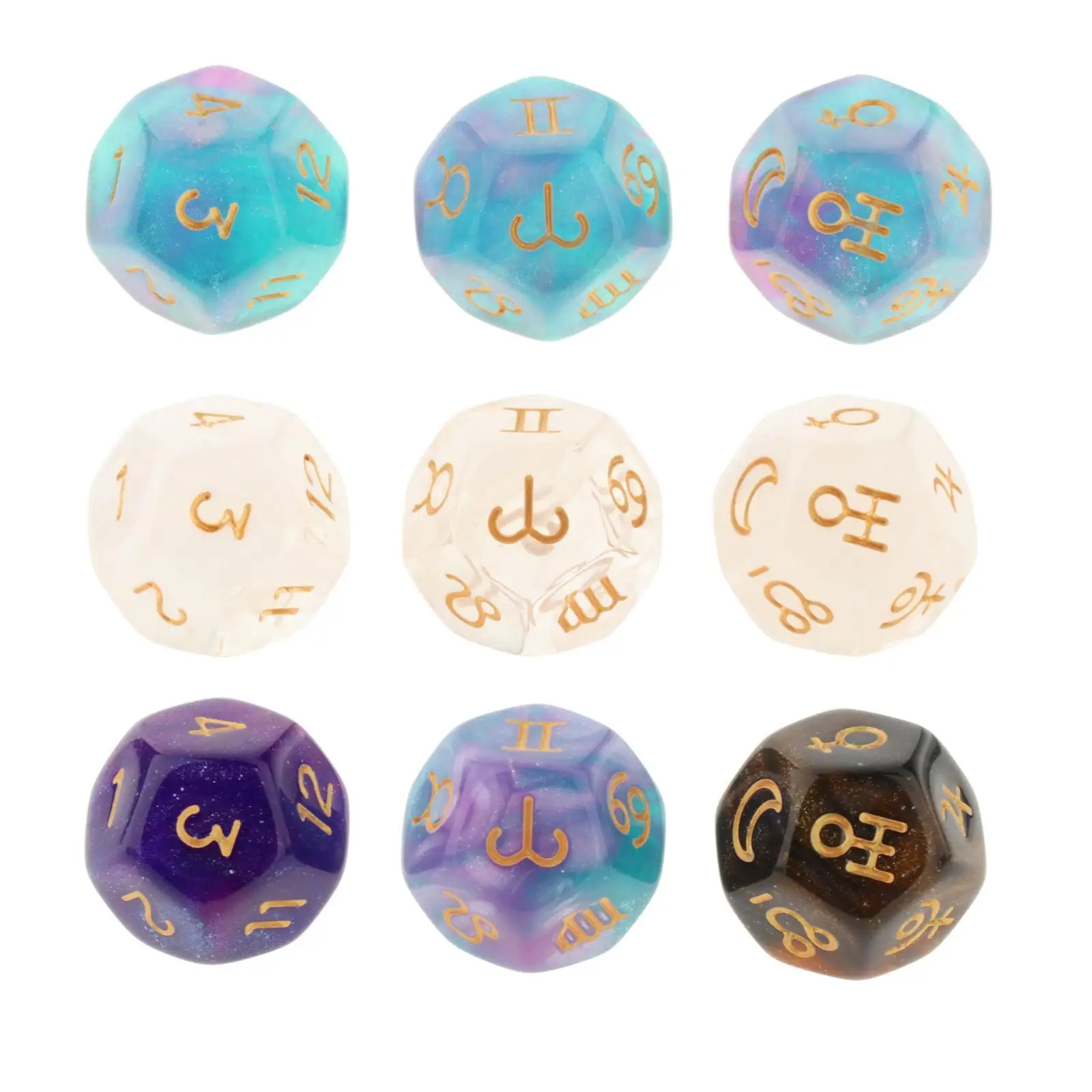 3Pcs 12-Sided Dice Astrology Multifaceted Constellation Dice Leisure And Entertainment Toys For Party Game Role Playing Game