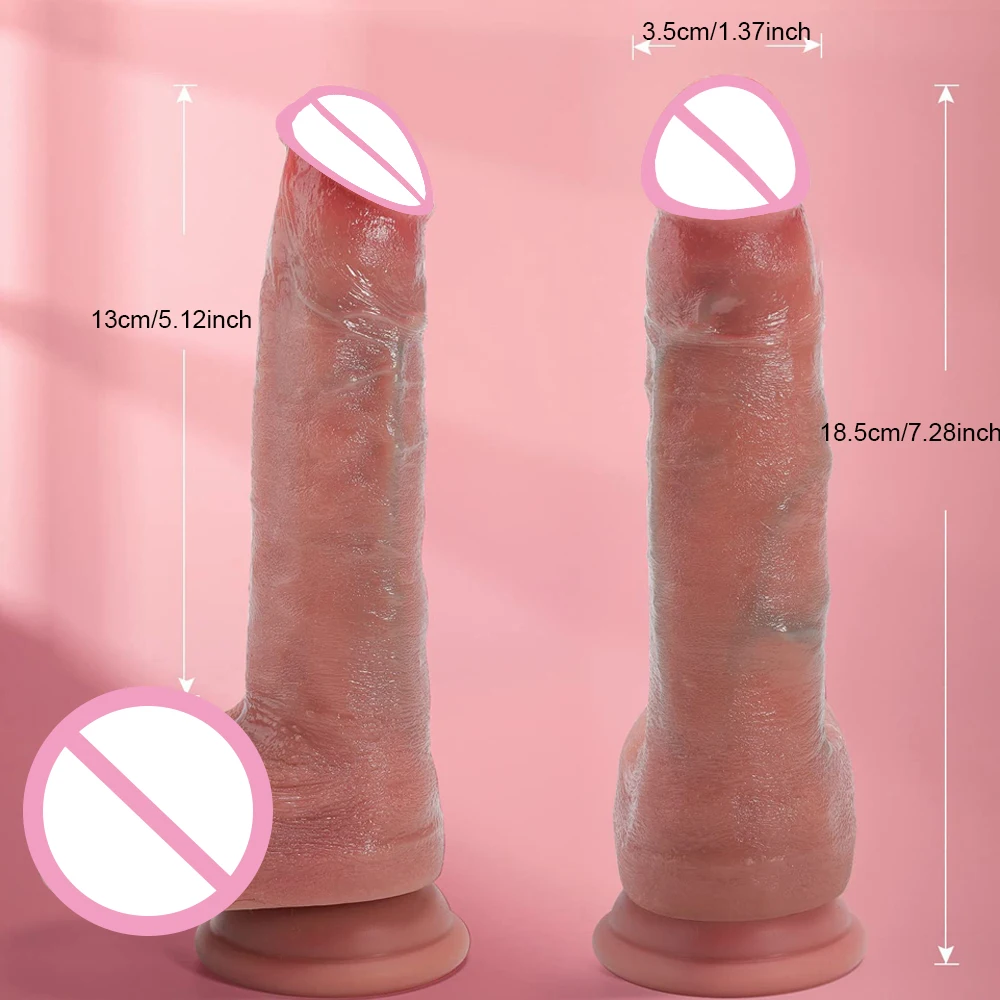 7.3inch Soft Realistic Dildo Silicone Anal Dildo with Suction Cup Dark-Brown Fake Penis Adult Sex Toys for Beginner Dildos Women