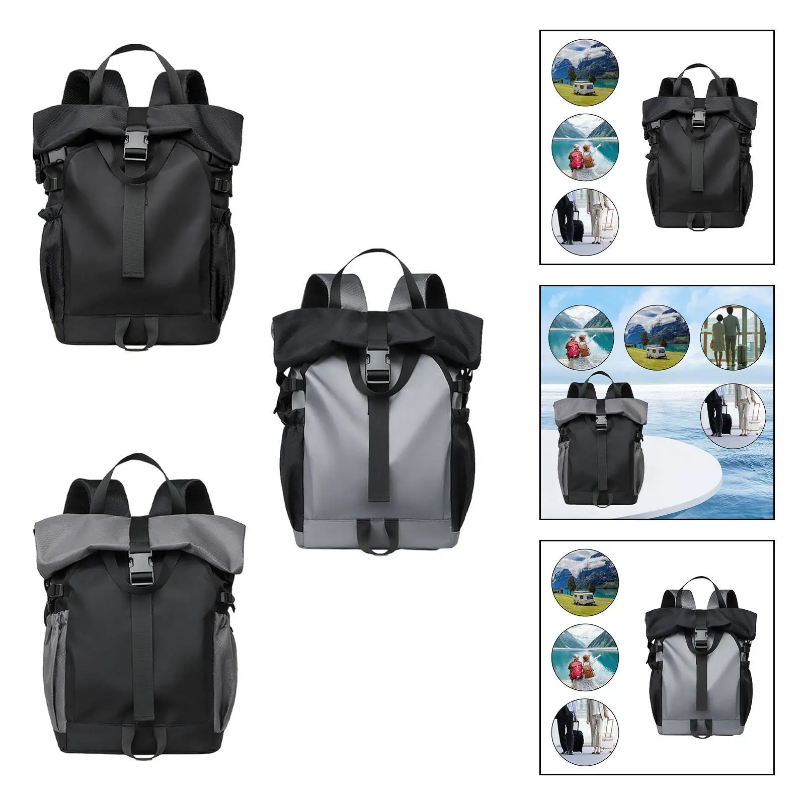 

Roll Top Backpack Bag, Carrying Bag, Multifunctional Men Casual Backpack,