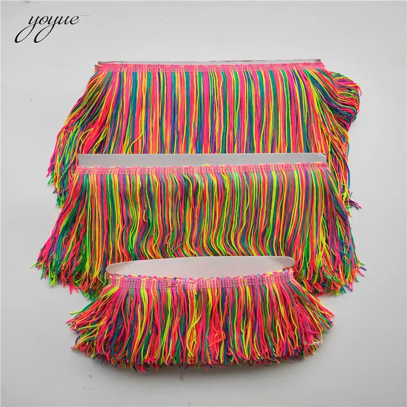 YOYUE 5yards/Lot Colorful Polyester Tassel Fringe Lace Trim Ribbon Sew Latin Dress Stage Garment Curtain Accessories