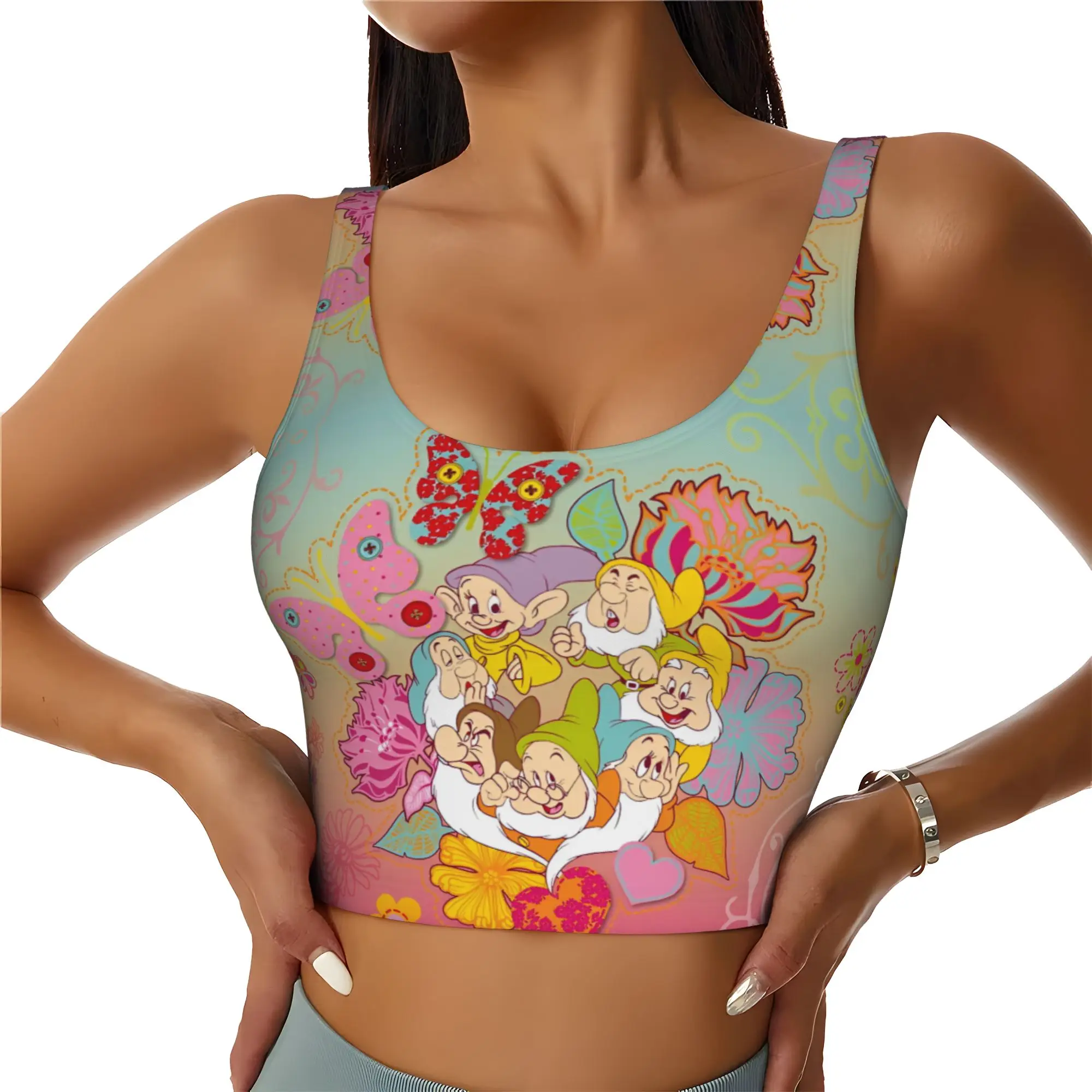 Custom Seven Dwarfs Sports Bra Women Anime Manga High Impact Workout Yoga Crop Top
