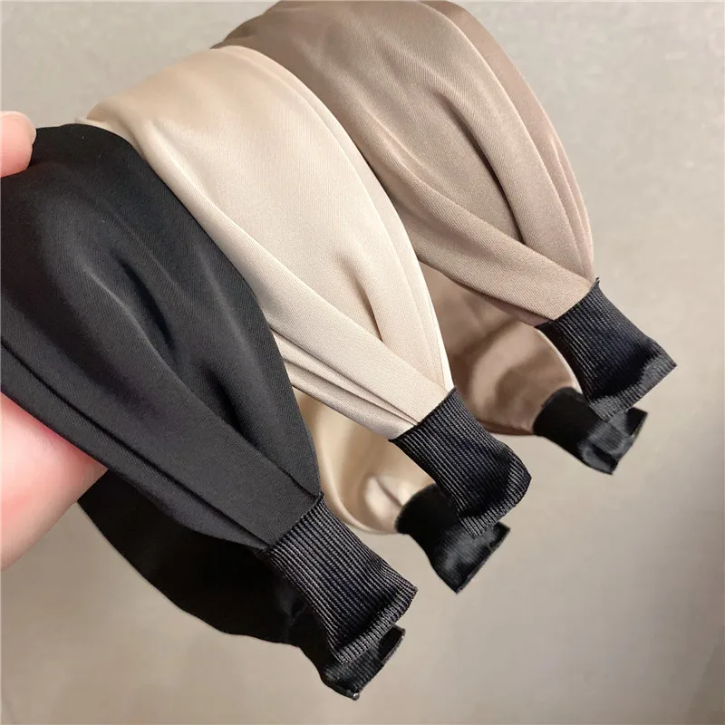 Fabric Satin Band Hairband for Women Girl Hair Scarf Korea Rhinestones Headbands Knot Headband for Women Fashion Accessories