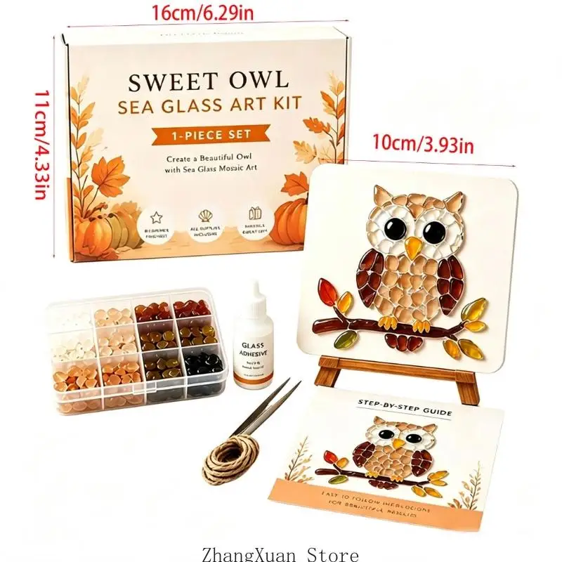 DIY Seeglas-Tier-Bastelset mit Glasstück für die Tischregaldekoration 3XUF – Detail 6