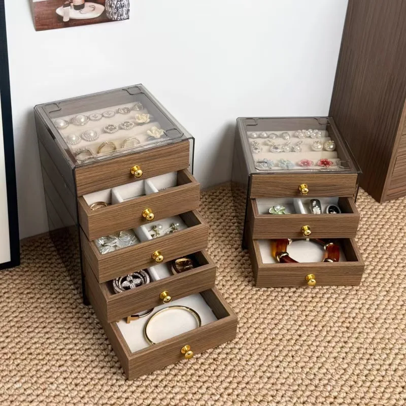 

Скандинавский узор из ореха, простой стиль, шкатулка для хранения ювелирных изделий, ожерелье, серьги, большая вместительная шкатулка для драгоценностей, шкатулка для хранения ювелирных изделий