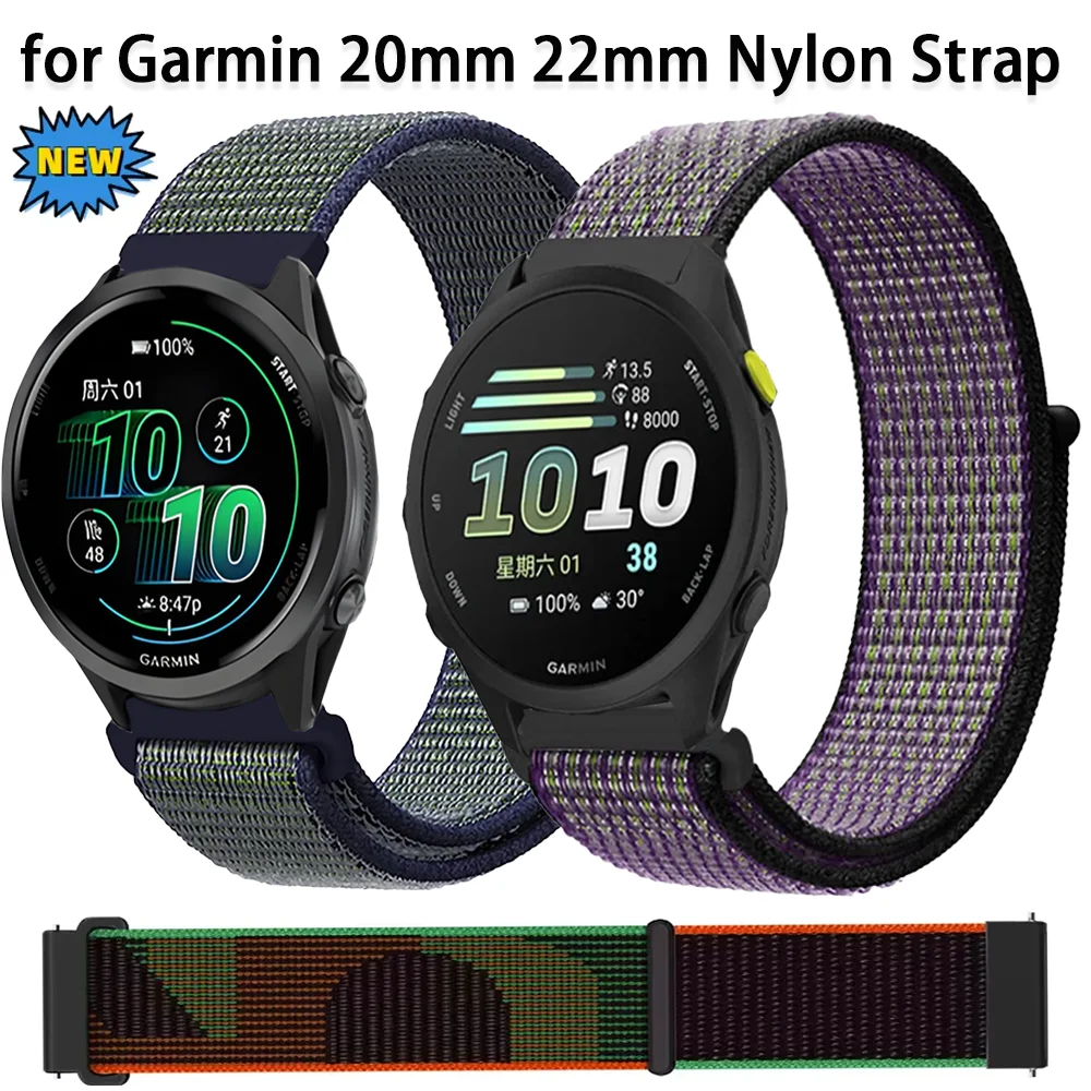 20mm 22mm Nylon-Schlaufenarmband für Garmin Forerunner 170 70 970 570 165 55 965 265 Armband Garmin Vivoactive 6 5 Venu 3 4 45mm Band