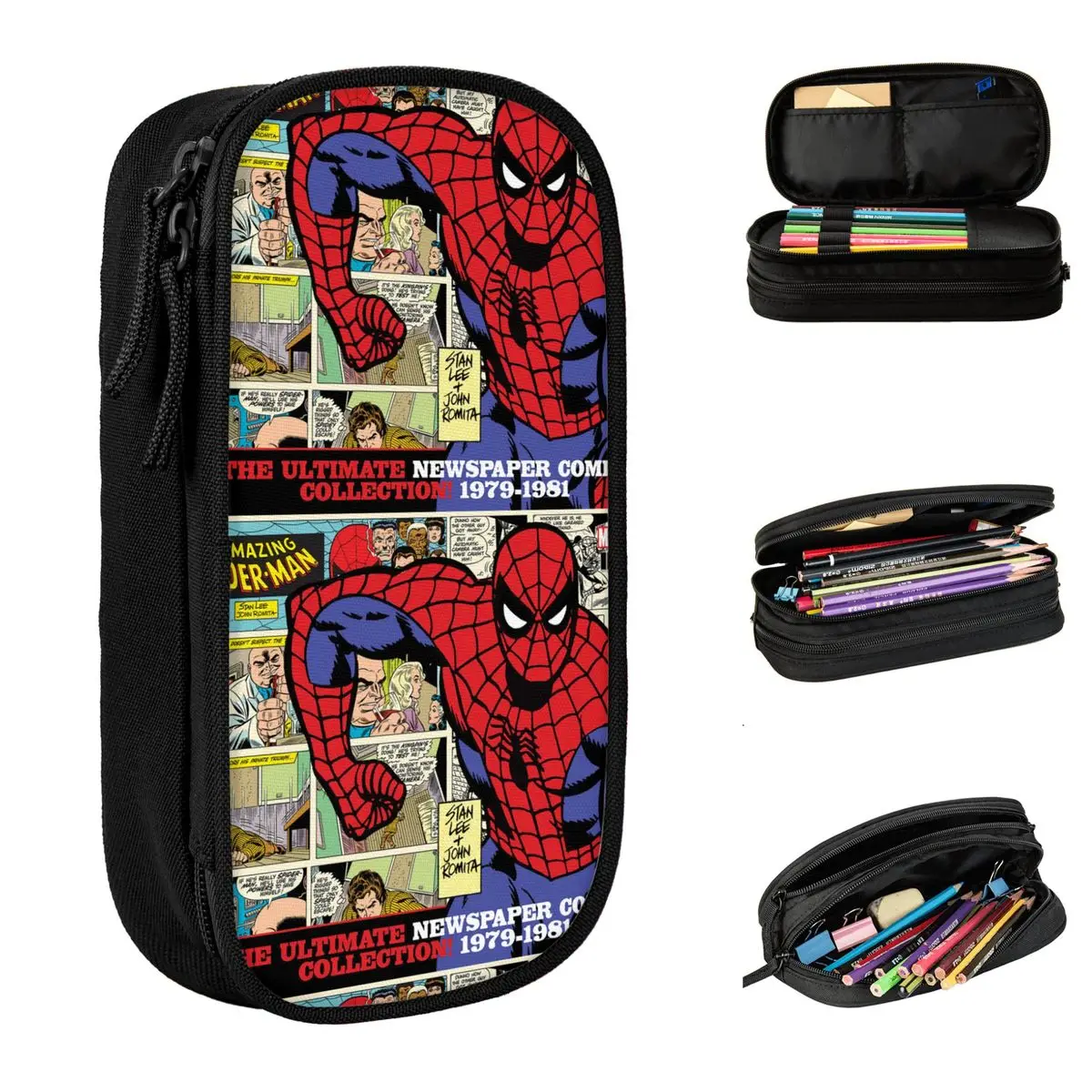 SpiderMan Pencil Cases Creative The Amazing Spider-Man Pen Bag Girls Boys Big Capacity Students School Gifts Pencilcases