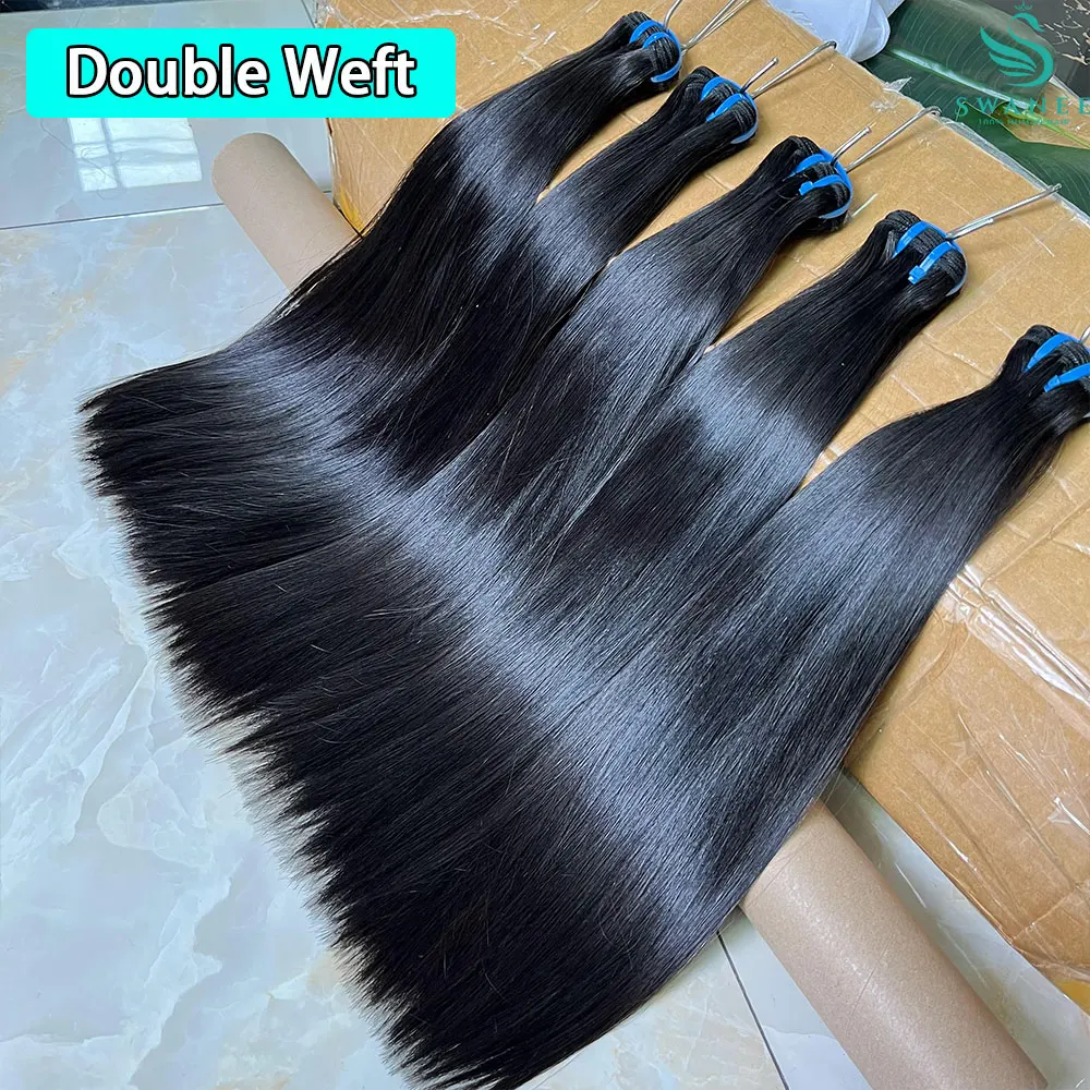 

Двойные пучки прямых волос с костями, 100% необработанные необработанные человеческие волосы, прямые пучки, наращивание человеческих волос для чернокожих женщин