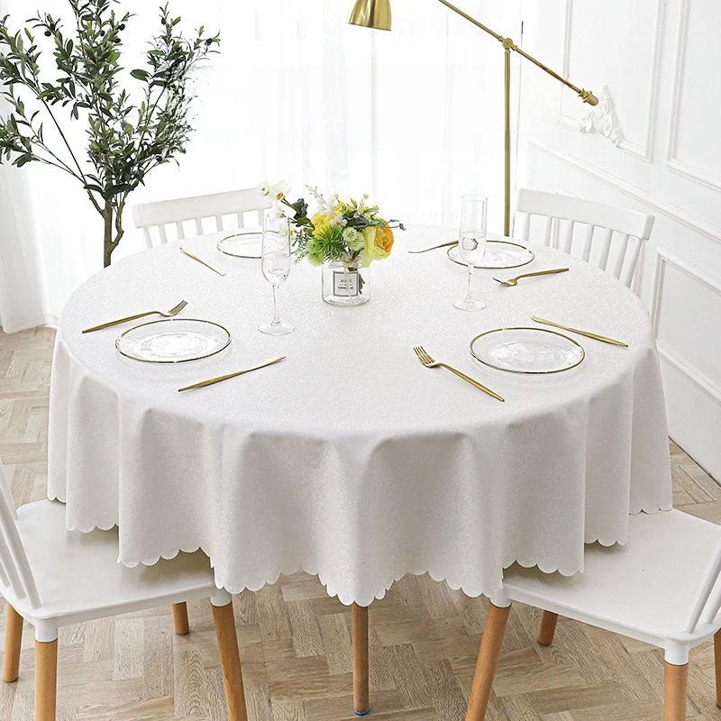 Waterproof Oil-resistant Wash-free PVC Leather round Tablecloth Hotel Restaurant Banquet Tablecloth Thickened New 2026 Model