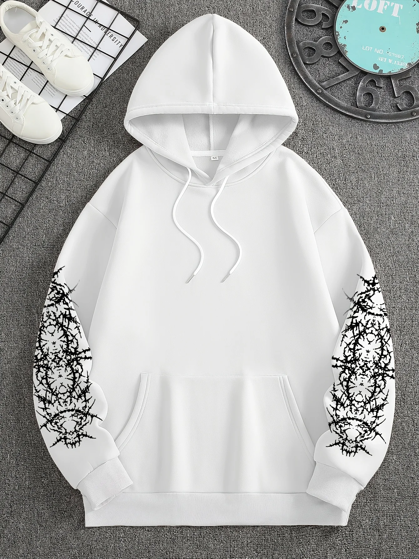 2026 Retro Y2K Gothic-Muster Bedruckter Pullover-Hoodie für Männer und Frauen, Modischer Street-Style Casual Kapuzenpullover – Detail 6