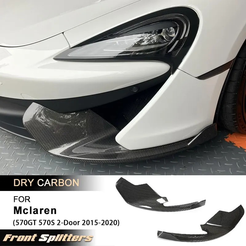 

Разветвители для переднего бампера автомобиля, плавники для Mclaren 570GT 570S, 2-дверные, 2015-2020, разветвители для переднего бампера, разветвители для подбородка из сухого углеродного волокна