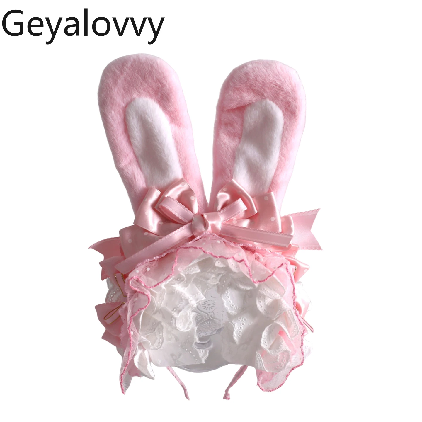 

Original Lolita Cute Rabbit Ear Headband Sweet Versatile Polka Dot Bow Lace KC Cosplay Party Headwear Hair Clip Accessory