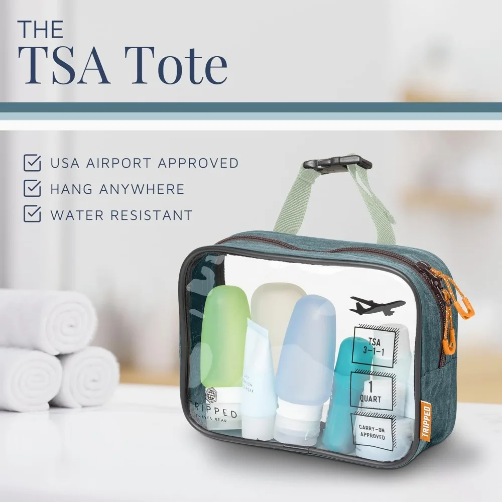 Hanging Travel Toiletry Bag Set with TSA Liquid Pouch and Ultralight Organizer for Easy Packing