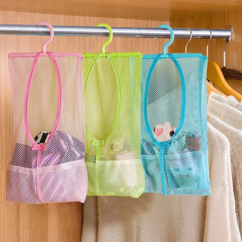 Bolsa de almacenamiento para cocina y baño, organizador de malla para colgar ropa, gancho multiusos, ropa interior, 2024