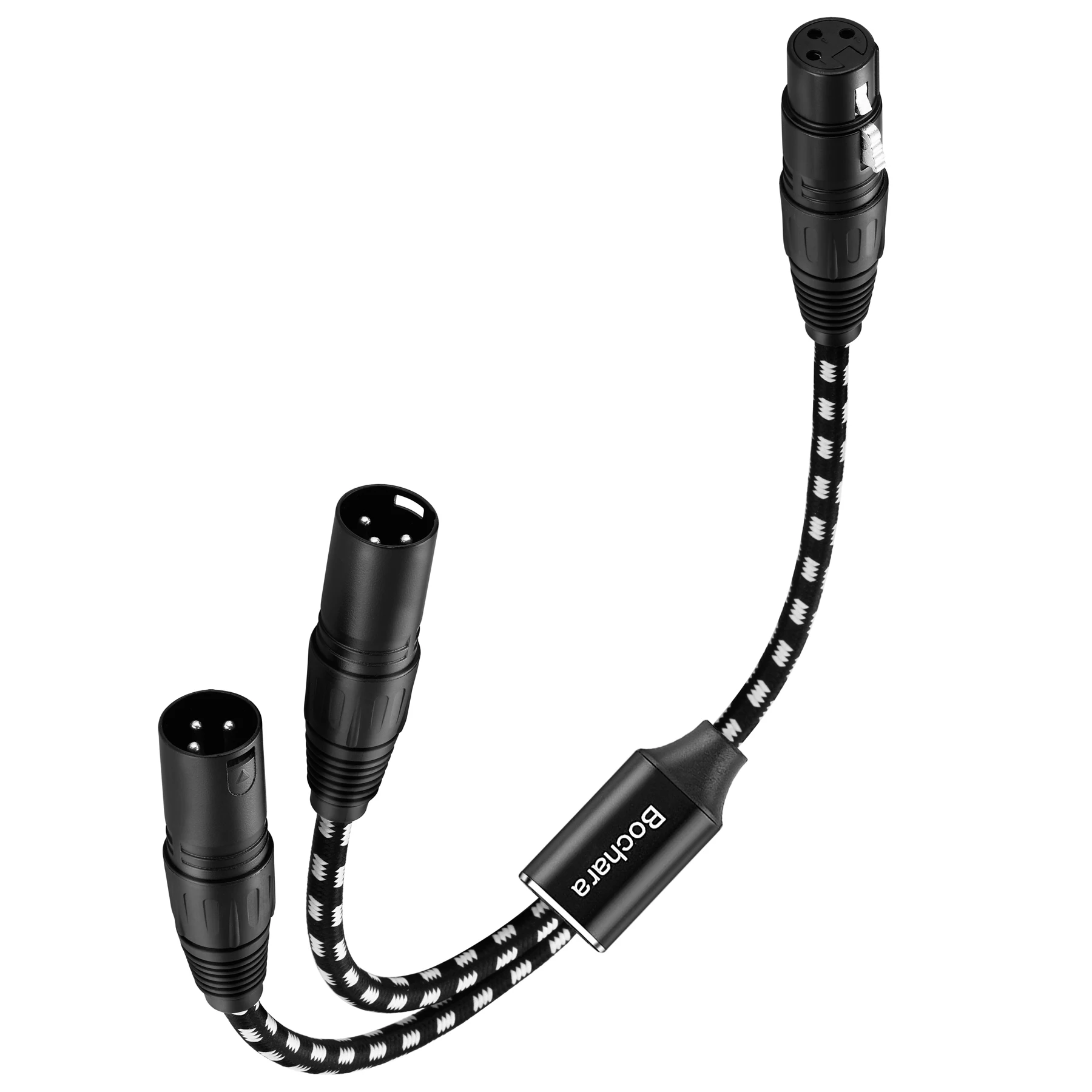 Imagem -04 - Trançado Xlr Fêmea para Macho Xlr Duplo 3pin y Splitter Folha de Cabo Trançado Blindado para Microfone Amplificador Mixer 50cm 10pack