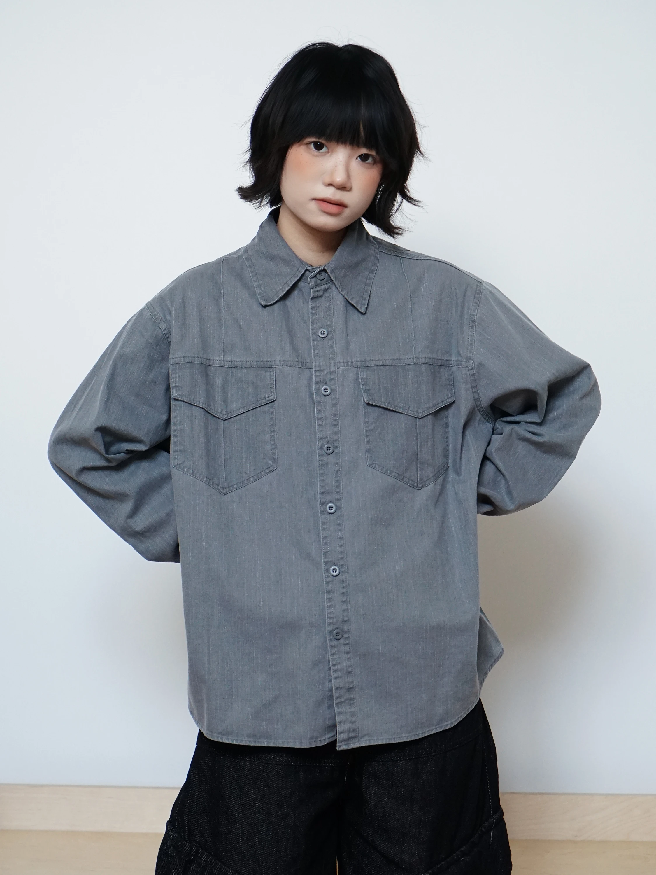 

Повседневная джинсовая рубашка свободного кроя с длинным рукавом из дышащего хлопка, удобная, в винтажном стиле, на каждый день