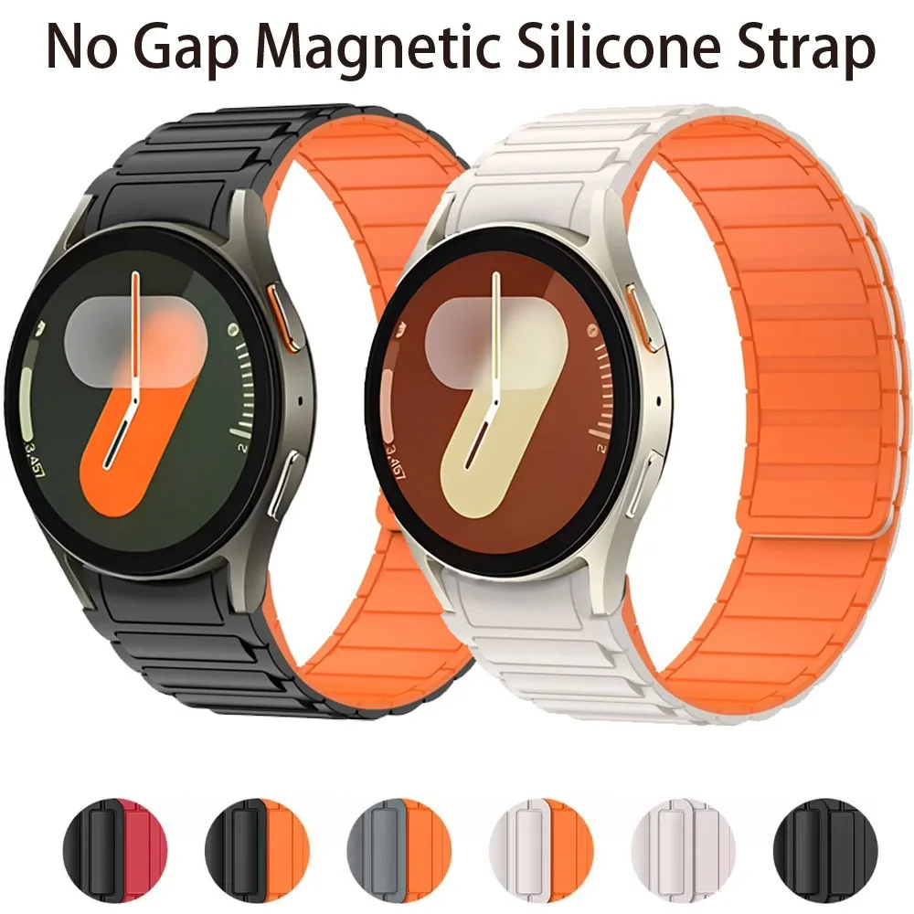 No Gap Magnetisches Silikonarmband für Samsung Galaxy Watch 7 FE 6 5 4 40/44 mm 5pro Bequem für Galaxy Watch 6 4 Classic 43/47 mm