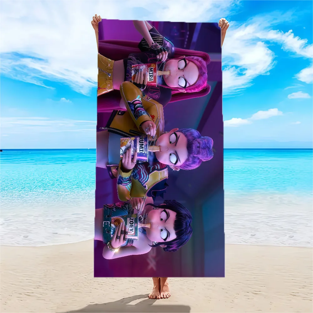 【セール中】プリント kpop デーモン ハンター タオル 吸収性マイクロファイバー ビーチ タオル、速乾性、水泳、キャンプ、ヨガ用