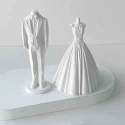 3D Wedding Dress Silicone Mold Chocolate Mousse Cake Baking Mold Soap Epoxy Mold DIY Plaster Resin Mould Candle Molds Home Decor