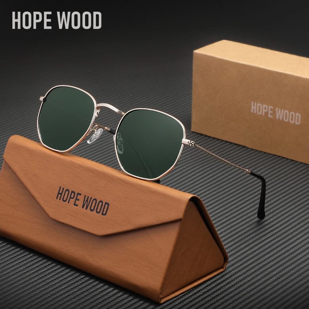 Lunettes de soleil polarisées HOPE WOOD pour hommes, idéales pour la conduite et la pêche, marque de luxe, protection UV400, légères, pour femmes