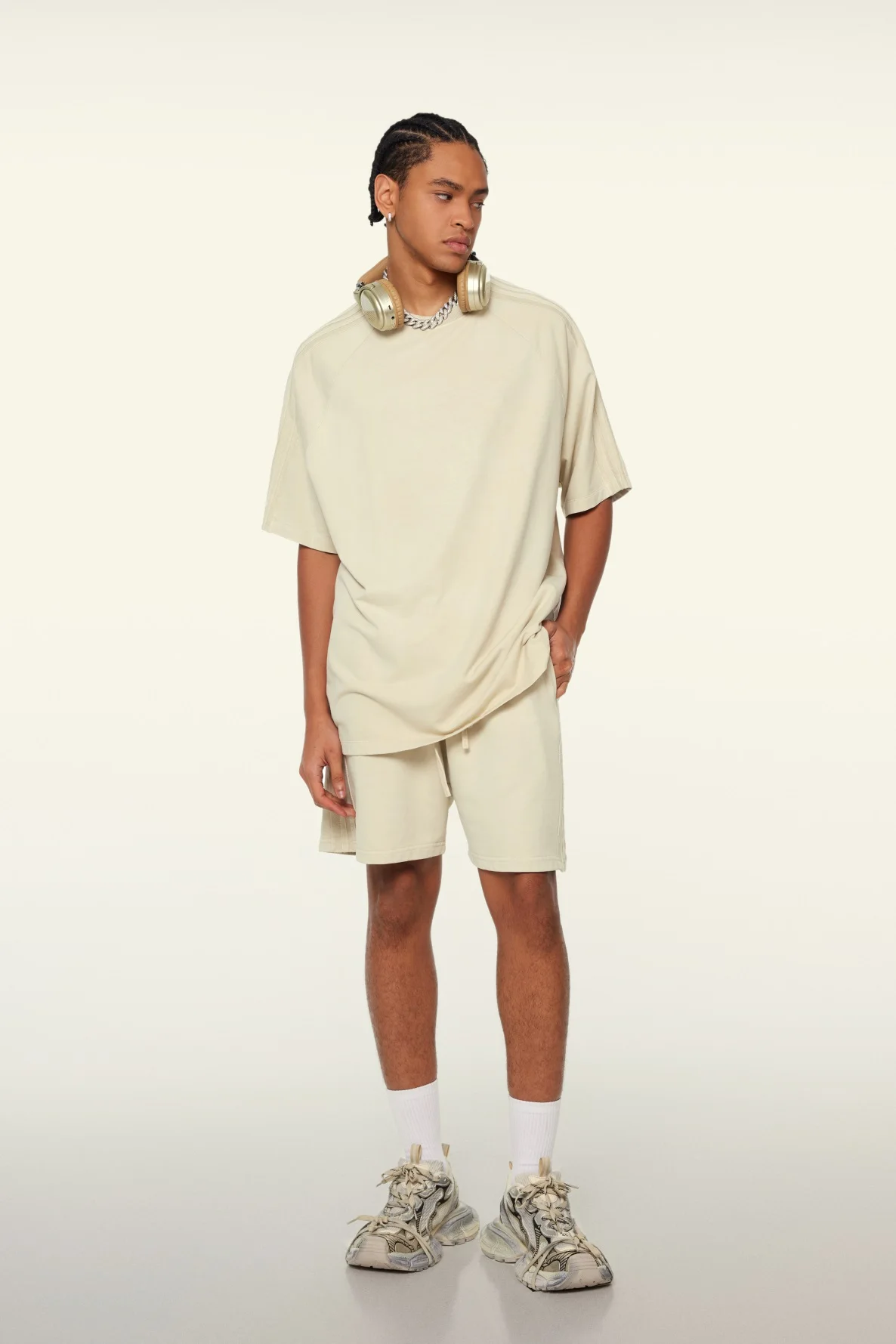 Amirise Stripes Pants Washed Out Kanye West Vintage Men's Streetwear 2025 New In Unisex Harajuku Y2k Style  Cotton Shorts