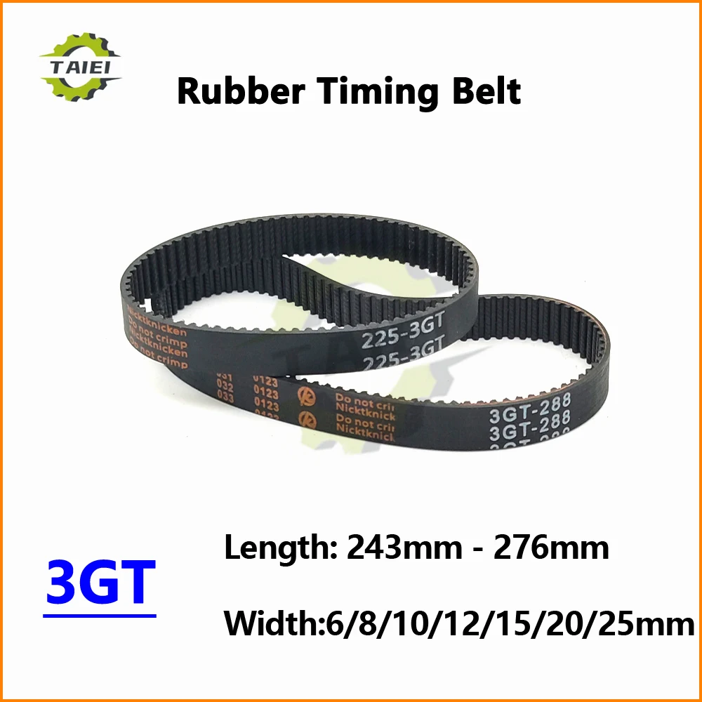 

3GT Rubber Synchronous Belt Length 243 246 249 252 255 258 261 264 267 270 273 276mm Width 6-25mm Loop Timing Drive Toothed Belt