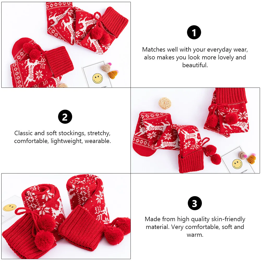 

1Pair Christmas Stockings Elk Pattern Warm Socks for Female Fashion Loose Over Knee High Socks Xmas Party Hosiery Comfortable
