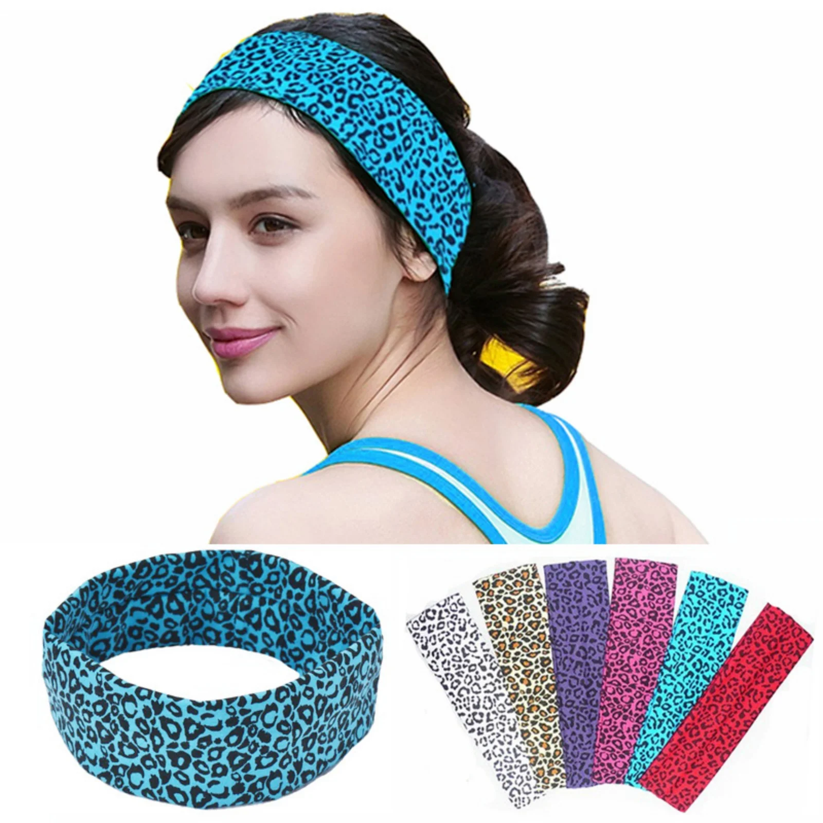 

1 шт., спортивная повязка на голову для йоги с леопардовым принтом, эластичная нескользящая повязка на голову для фитнеса, тренировок, несколько цветов