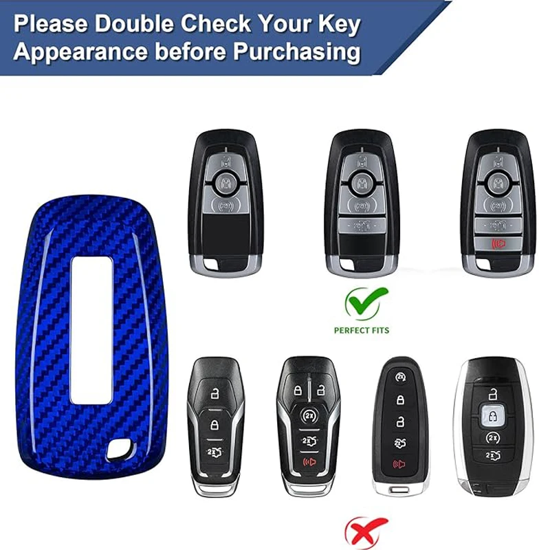 Real Carbon Fiber Key Fob Case Protector with Keychain fits for Raptor Bronco Bronco Sport 2020-2024 Car Key Shell Accessories