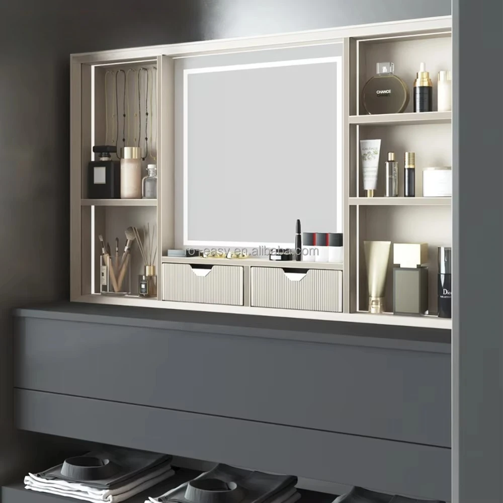 Walk in Closet LED Lighted Modern Luxury Vanity Multifunctional Wardrobe Smart Lift Storage System