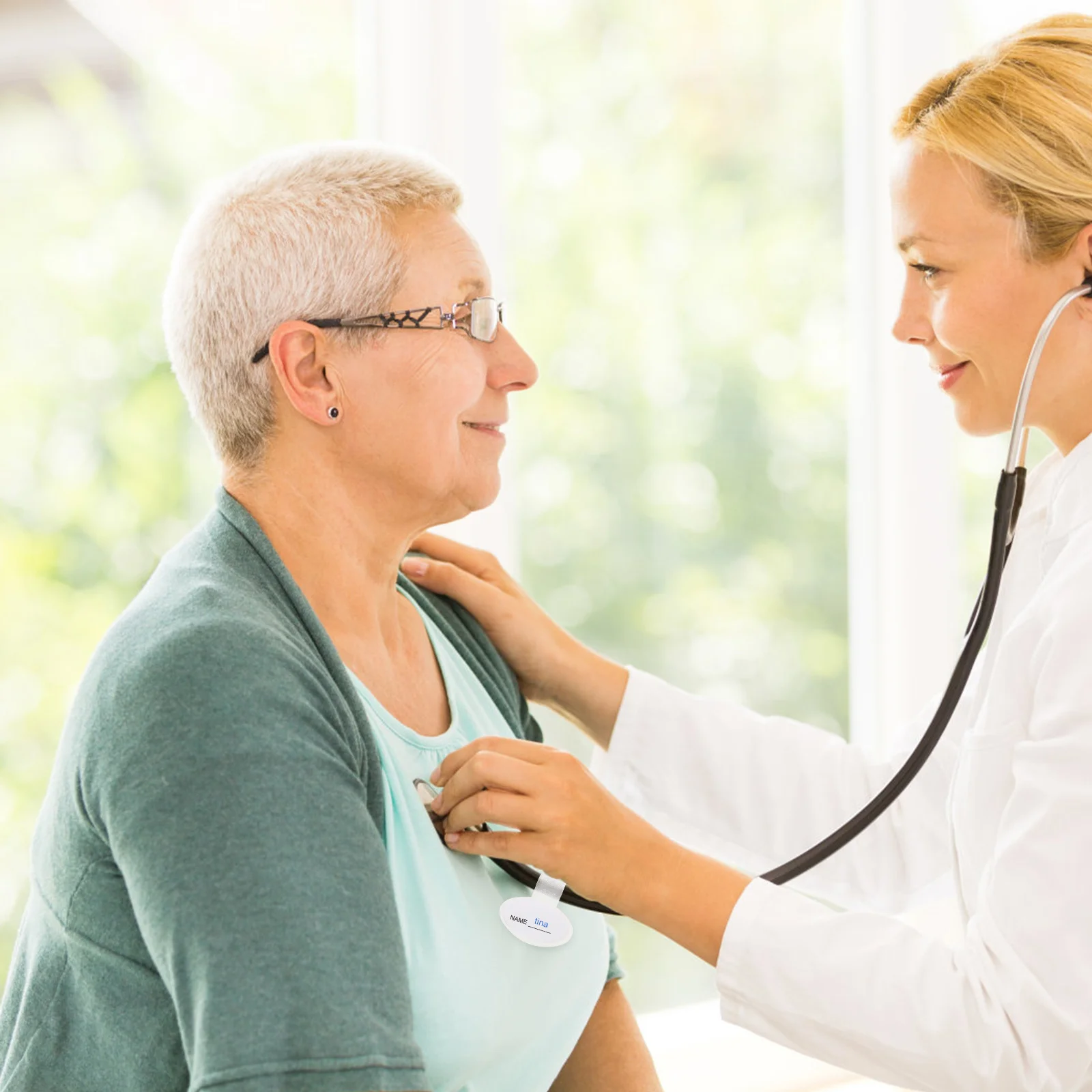 

5Pcs Oval Shaped Stethoscope Name Holder Lightweight Plastic Dual Sided Name Plate Identification Medical Tool