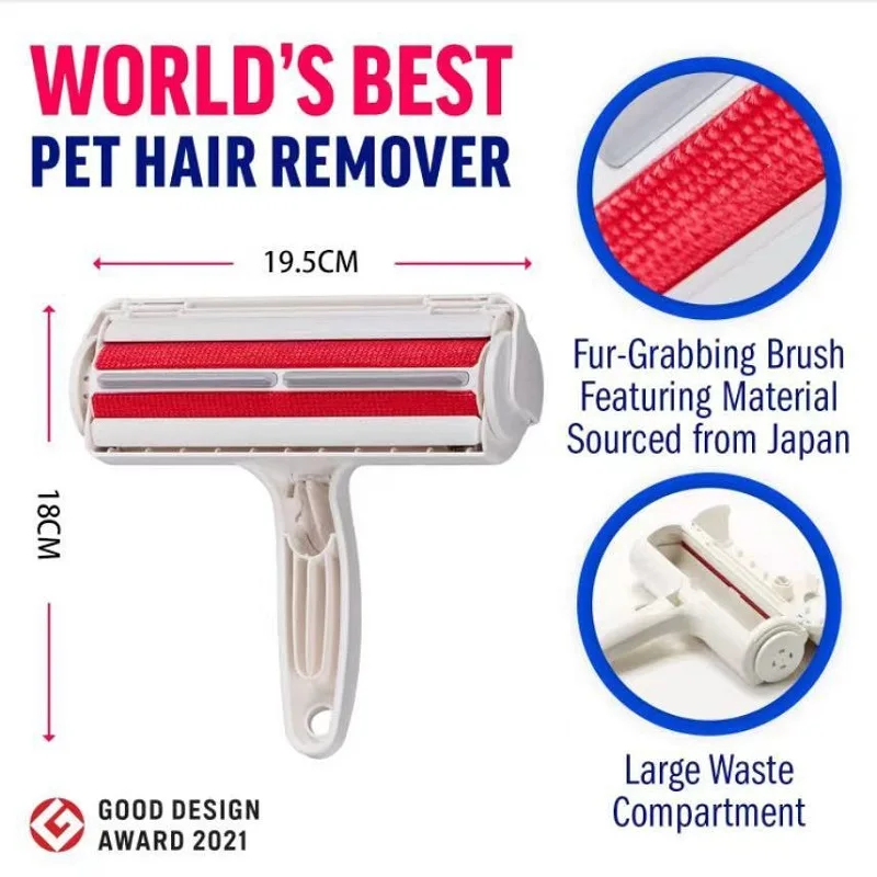 Pet Hair Remover Roller - Dog & Cat Fur Remover with Self-Cleaning Base - Efficient Animal Hair Removal Tool - Perfect for Furni