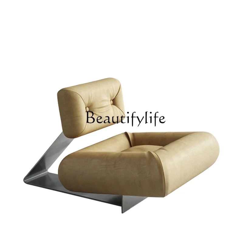 

S Creative Modern and Simple Design Stainless Steel Single Leather Sofa Living Room and Hotel Home