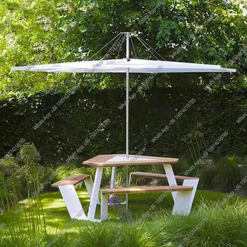 

Outdoor stainless steel dining table and chairs villa courtyard balcony park café rainproof designer model