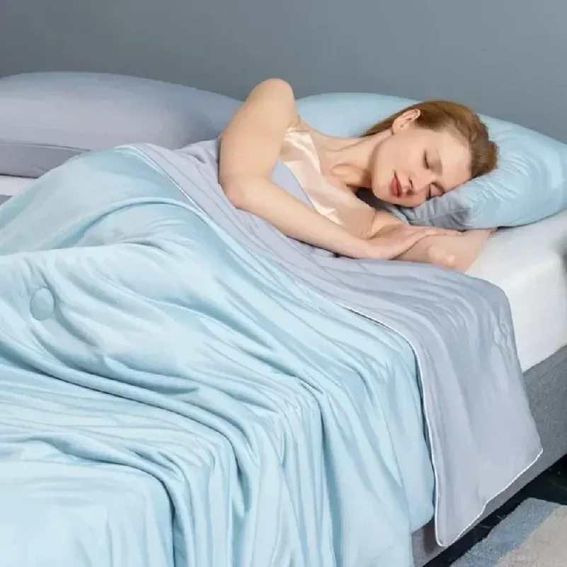 

Soft Silky Cool Summer Quilt Double Side Cold & Cooling Fabric Breathable Cooled Air Condition Blanket Summer Thin Comforter