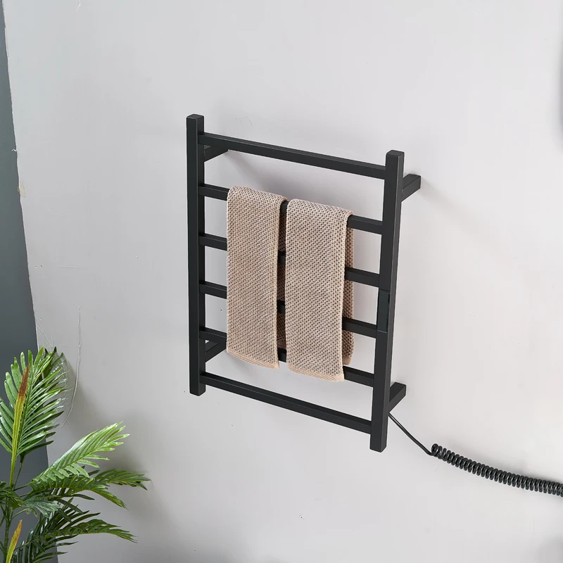 Black Electric Towel Rack.Hidden/Exposed Cable Electric Heated Towel Rail.Digital Display Towel Dryer.Wall Mounted Towel Warmer. - view 3