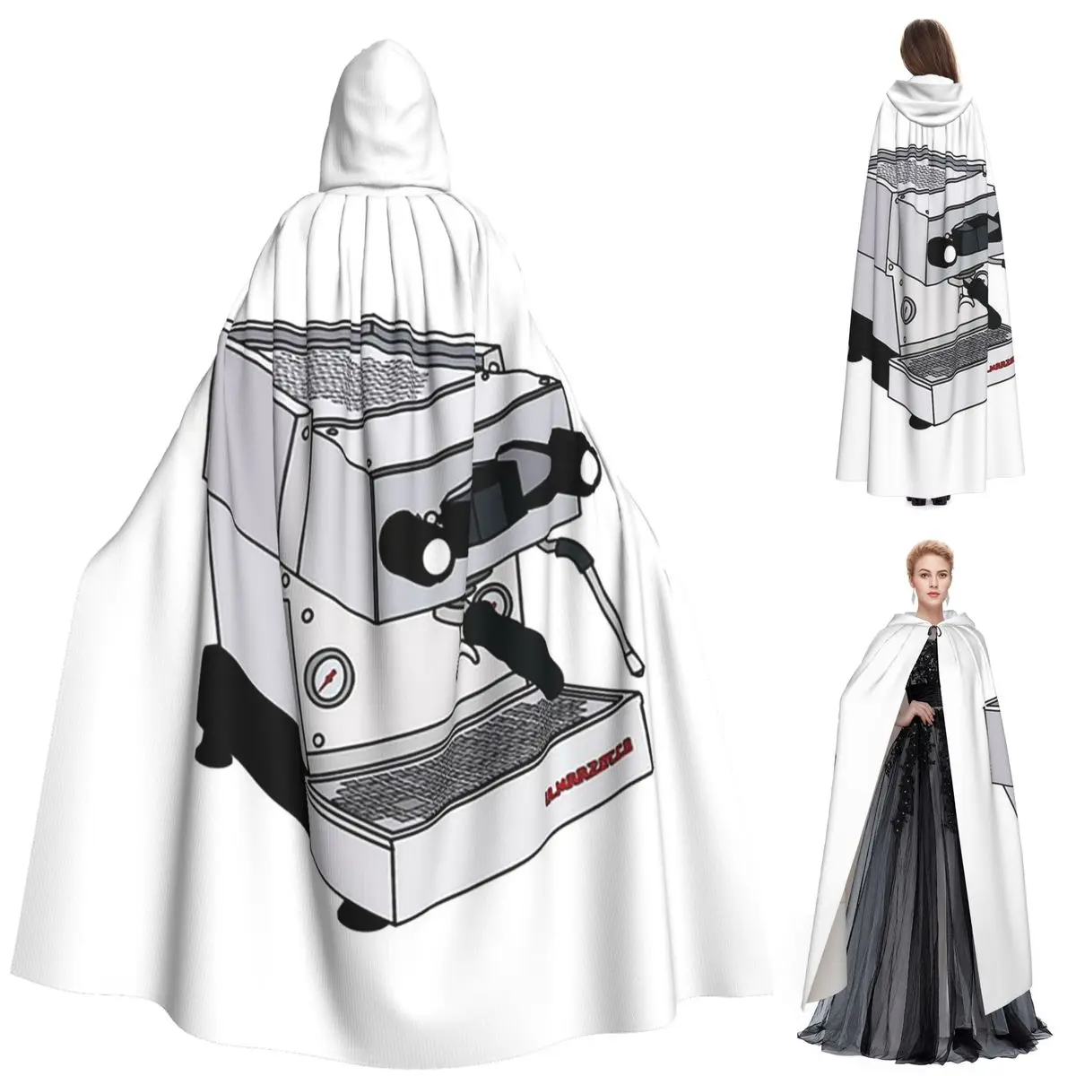

La Marzocco Brand Coffee Machine Long Hooded Cloak Witch Medieval Costume Cosplay Cape HalloweenCoat Adult Unisex