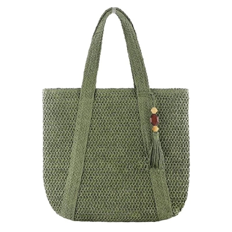 

2023 NEW Woven Bags Fashion Straw Weave Bags Tote Solid Color Casual Handbag