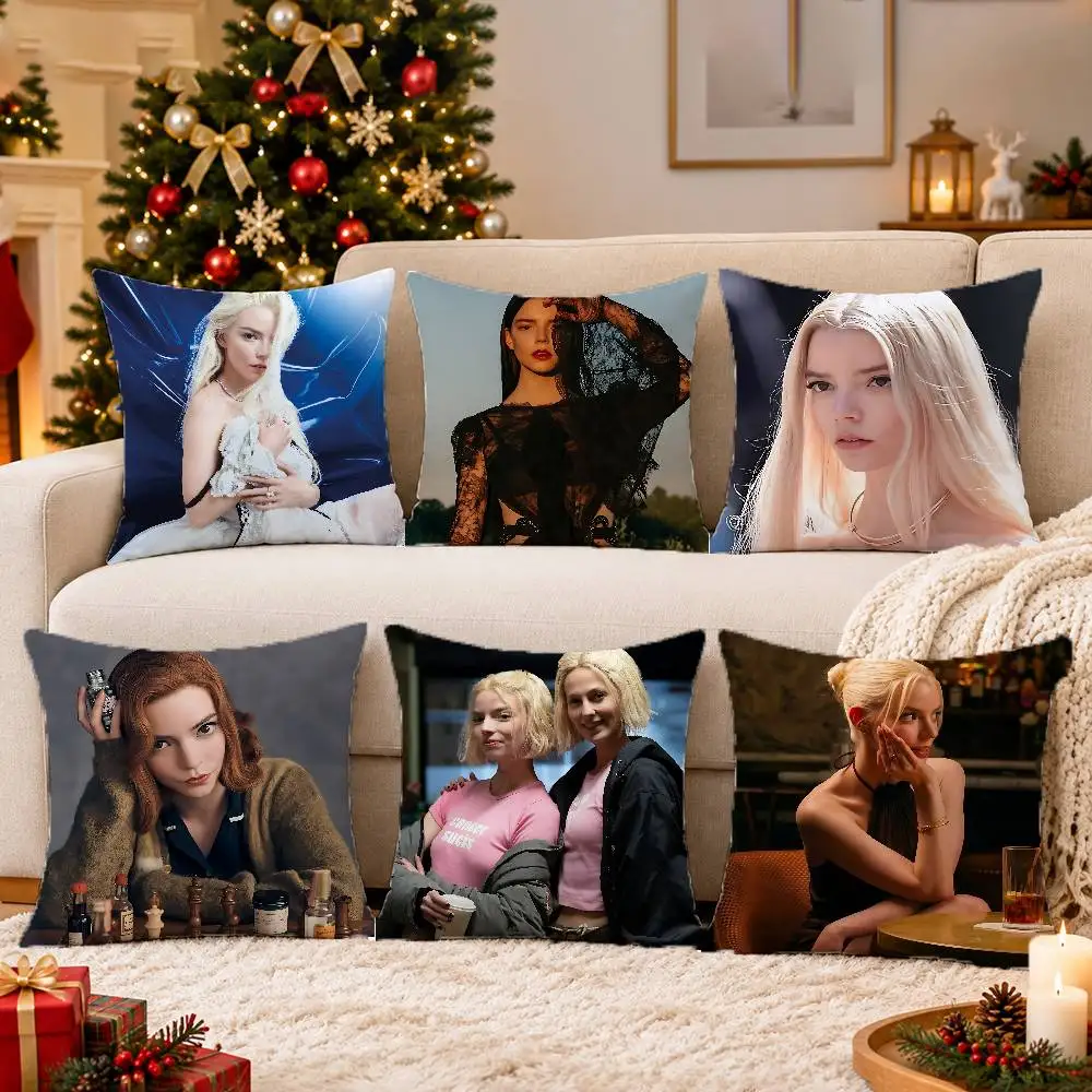 FOR Anya Taylor Joy 45x45cm Square Cushion Cover Cartoon Print Decorative Throw Pillow Case for Couch Bed Car Home Decor 2