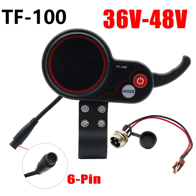 TF-100 Display Dashboard+T-Type Cable Scooter 6Pin Skateboard Speedometer for Electric Scooter Parts