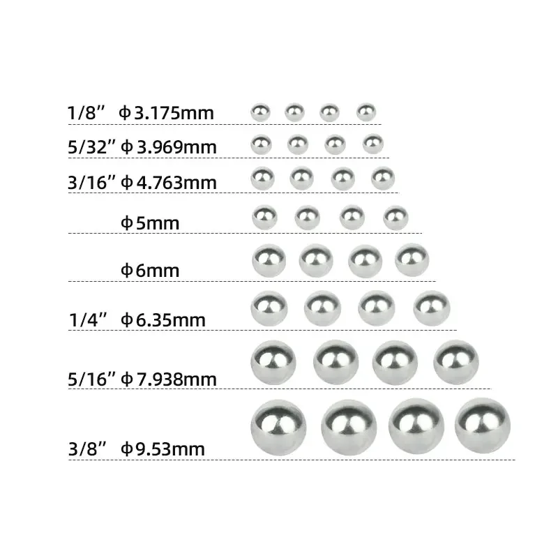 

144/20pcs Bicycle Carbon Steel Loose Ball Bearing Dia. 1/4 1/8 3/8 3/16 5/16 5/32-inch 5mm 6mm for MTB Kids Bike Scooter
