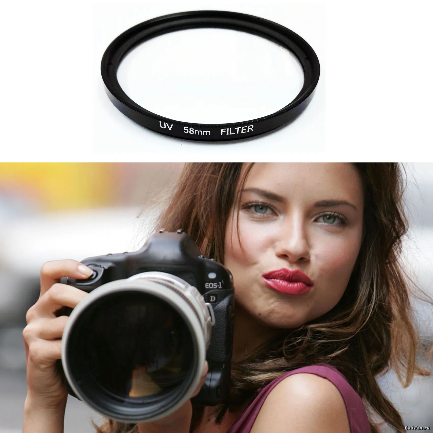 UV Filter 58mm Lens Protection for Camera Filter EOS 500D 1000D,Black