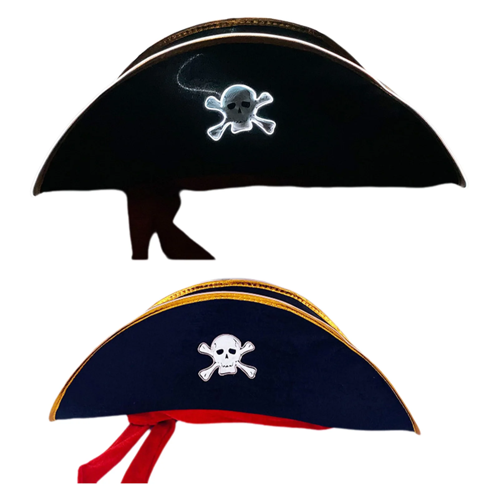 Nouveau chapeau de Pirate LED unisexe avec os croisés de crâne lumineux éclairent un accessoire de Costume de bal de mascarade d'halloween pour adultes et enfants