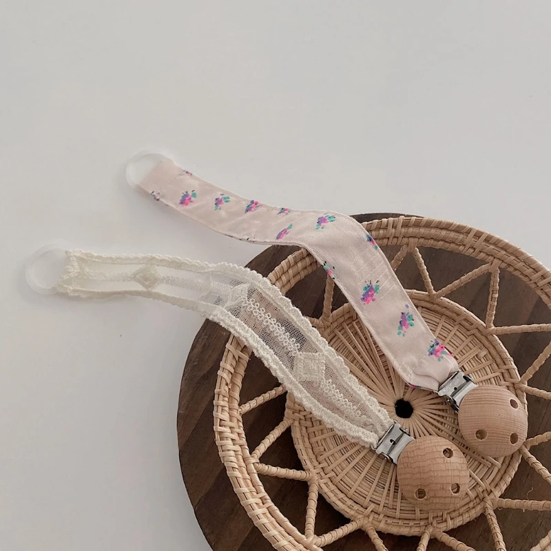 Newborn Lace Floral Pacifier Chain Nipple Holder Leash Strap Soother Nursing Teether Clip Shower Gifts