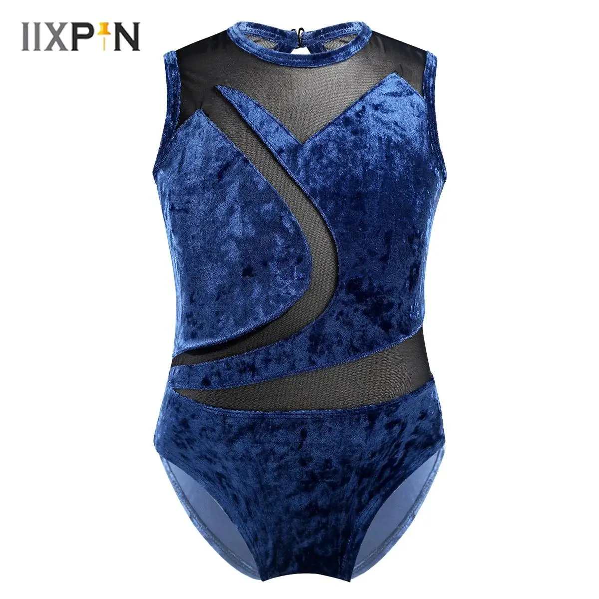 

Kids Girls Ballet Leotard Soft Comfortable Pleuche Sleeveless Mesh Splice Cutout Back Ballet Dance Gymnastics Jumpsuit Dancewear