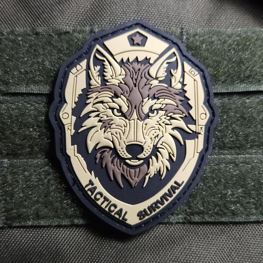 Wolf Tactical Survival 3D PVC Patch Hook and Loop Morale Badge Clothing Patches Military Backpack Sticker Accessories Armband