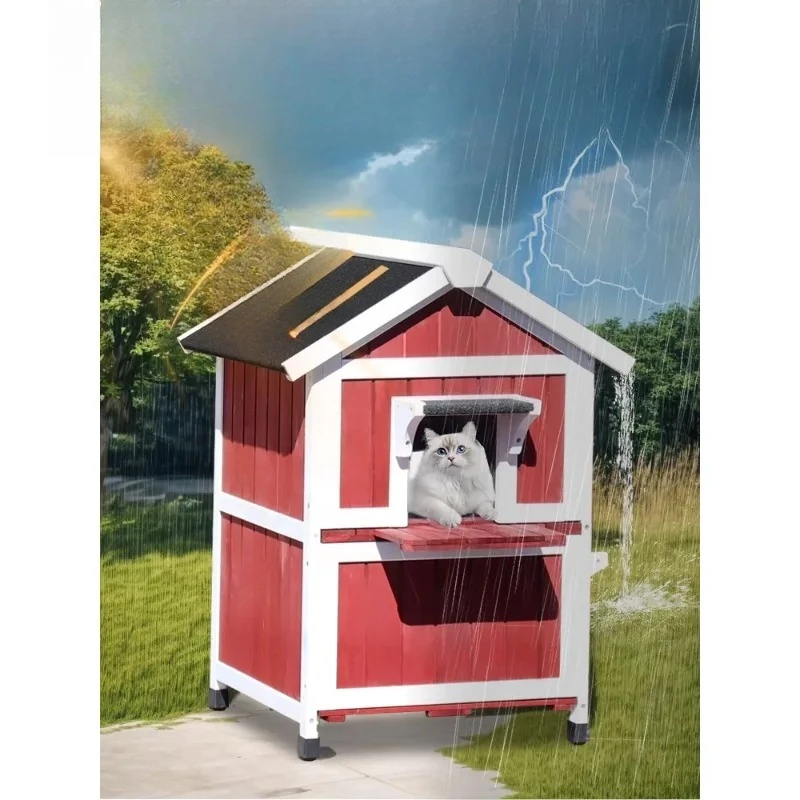 Outdoor cat nest rain protection sun protection cold four seasons universal cat house outdoor cat villa  cage winter warm