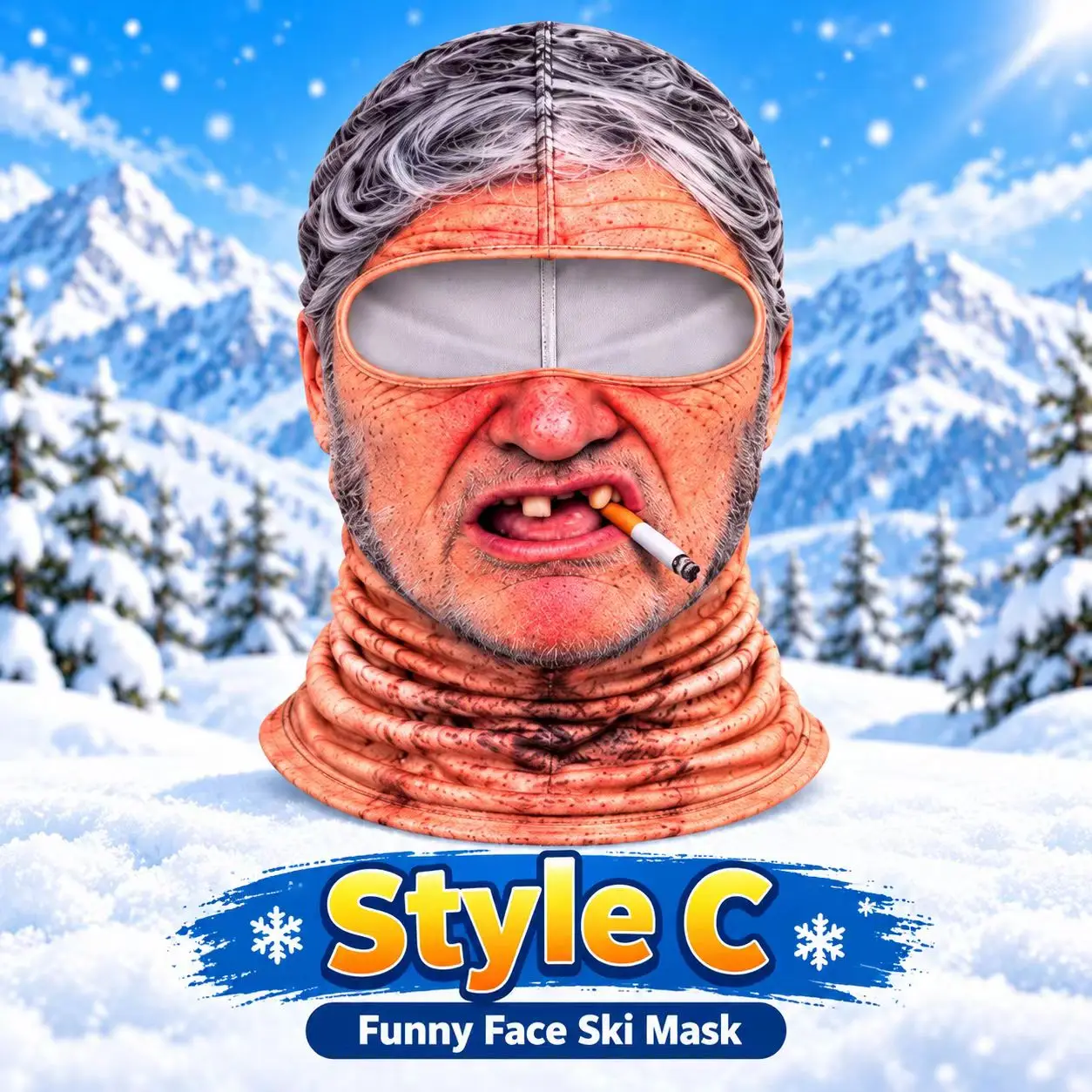 3D-gedruckte Sturmhaube mit Opa-Gesicht, Fleece-gefütterte, warme, winddichte Vollgesichtsmaske, lustige Scherzkopfbedeckung für Outdoor-Sport & Cosplay – Detail 9