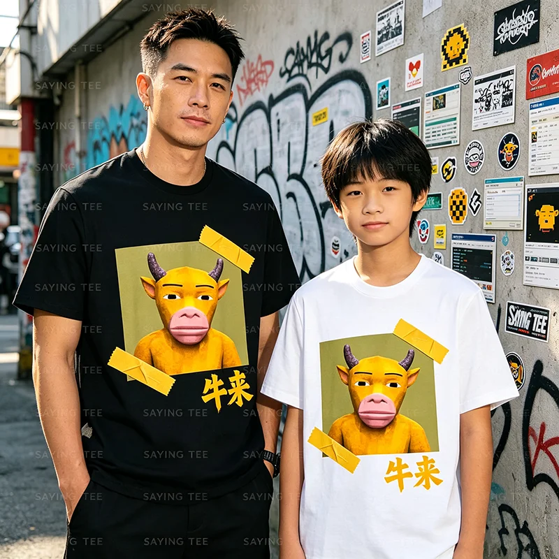 Lustiges NIU Lai Chinesisches Kuh-Internet-Humor-Meme Gen Z T-Shirt Y2k-Kunst NIU Lai Moo Niedliches Weiches Baumwoll-T-Shirt Streetwear-Tee – Detail 3