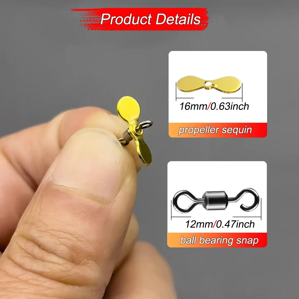 Señuelos de mosca con hélice y anzuelo de lentejuelas para trucha - imagen 3