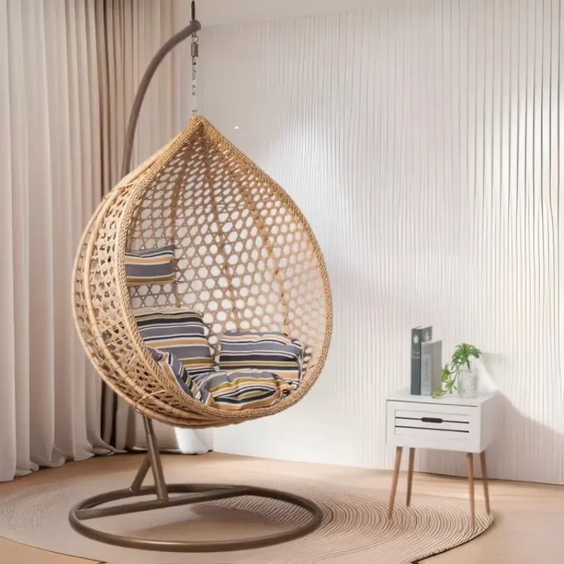 Modern Rattan Hanging Chair Outdoor Garden Swing Balcony Terrace Hammock Seat Simple Design Patio Furniture Relaxing Cradle